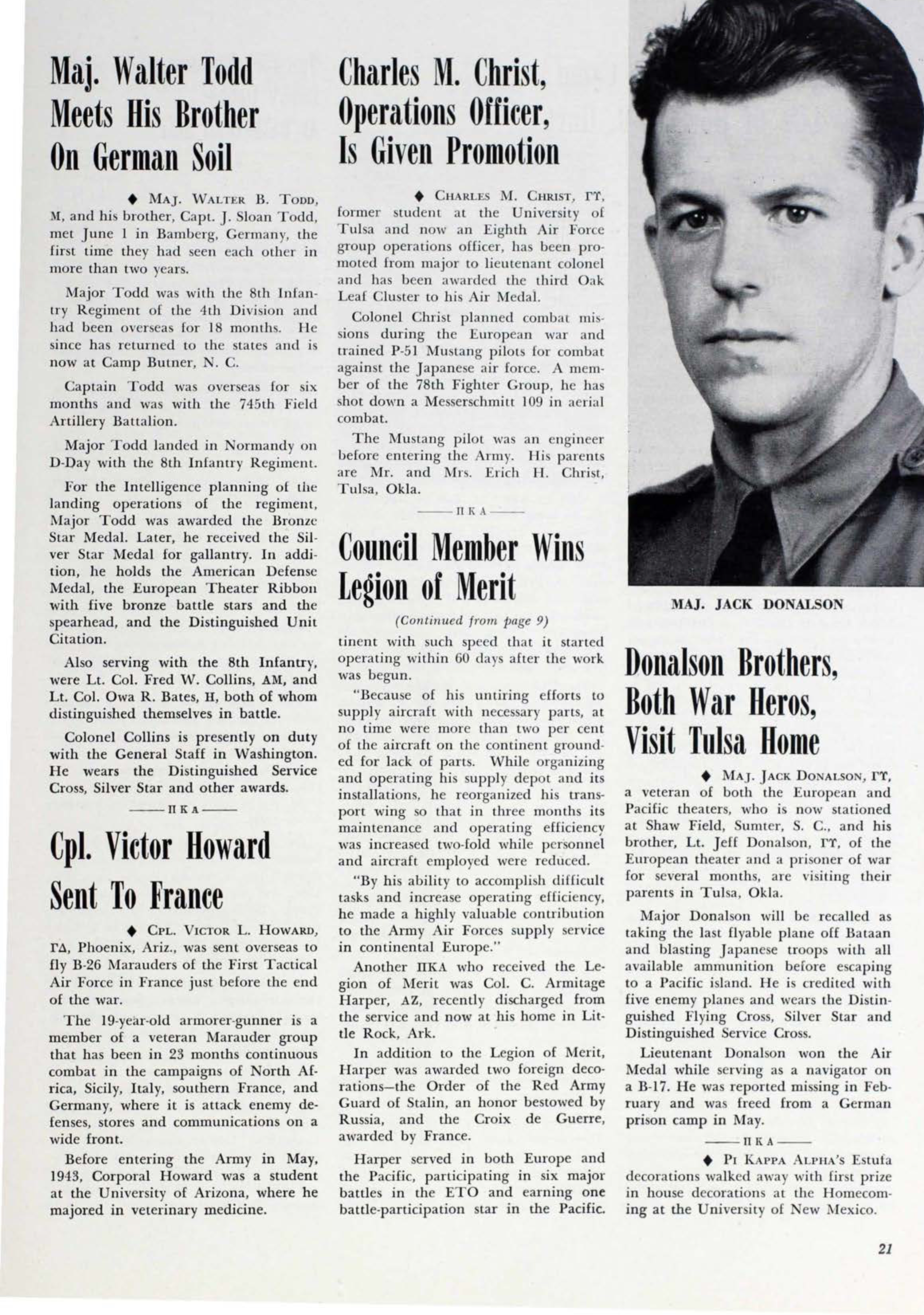 Maj. Walter Todd Meets His Brother On German Soil